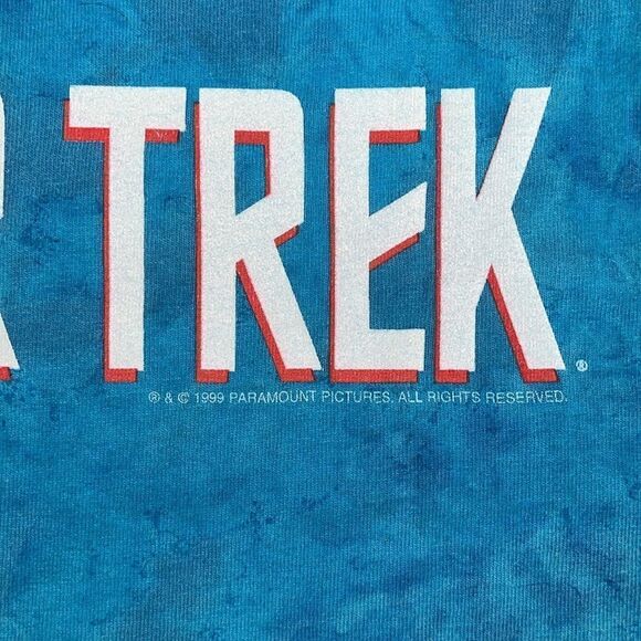 Vintage 1999 Y2K Star Trek Tie Dye graphic Tshirt, size L - Picture 4 of 5